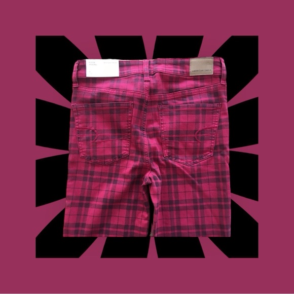 RARE Adorable American Eagle Ne(X)t Level Stretch Jegging Red plaid Sz 6 - Picture 2 of 5